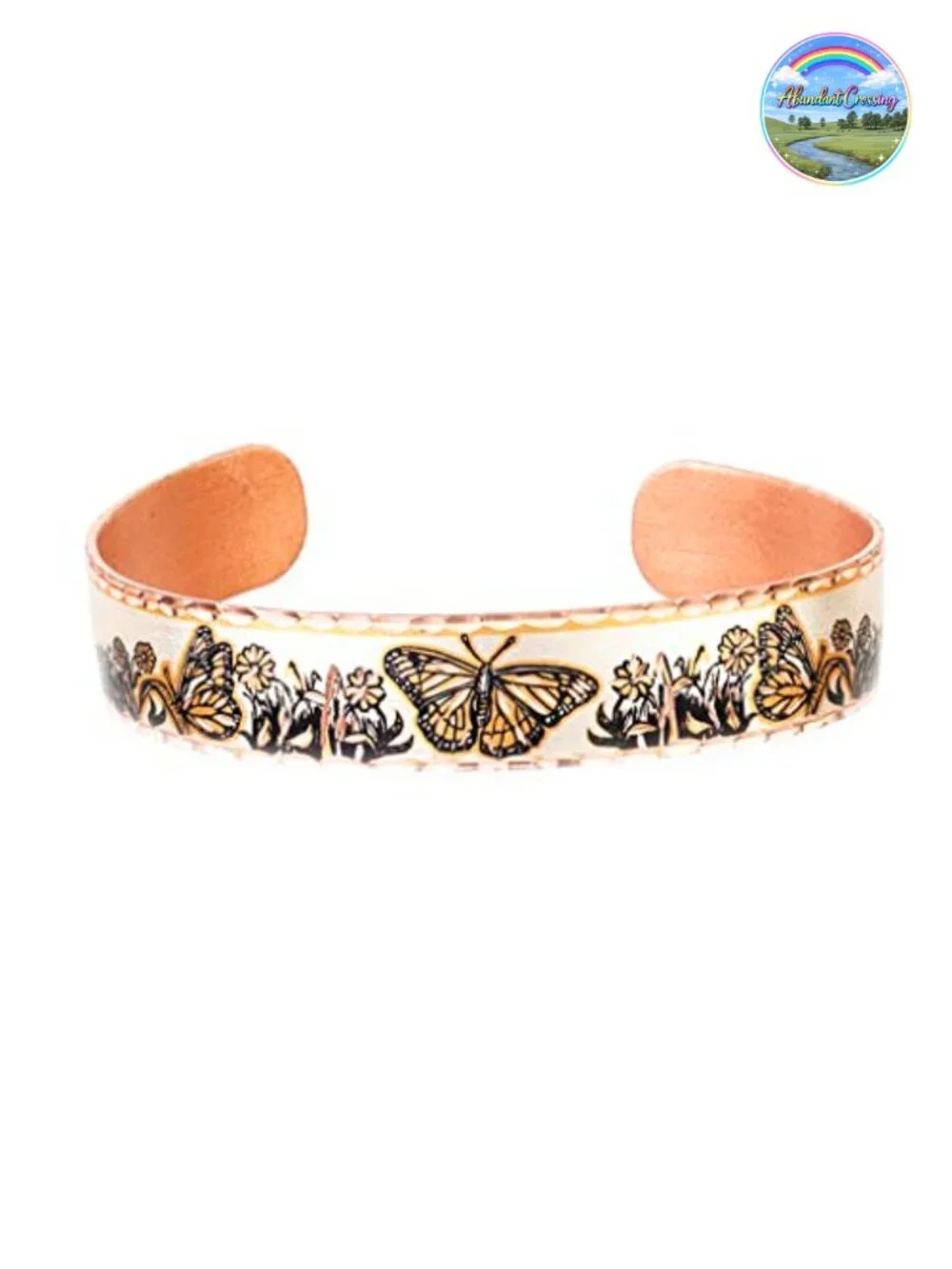 Handmade Copper Cuff Bracelet Monarch Butterfly Adjustable